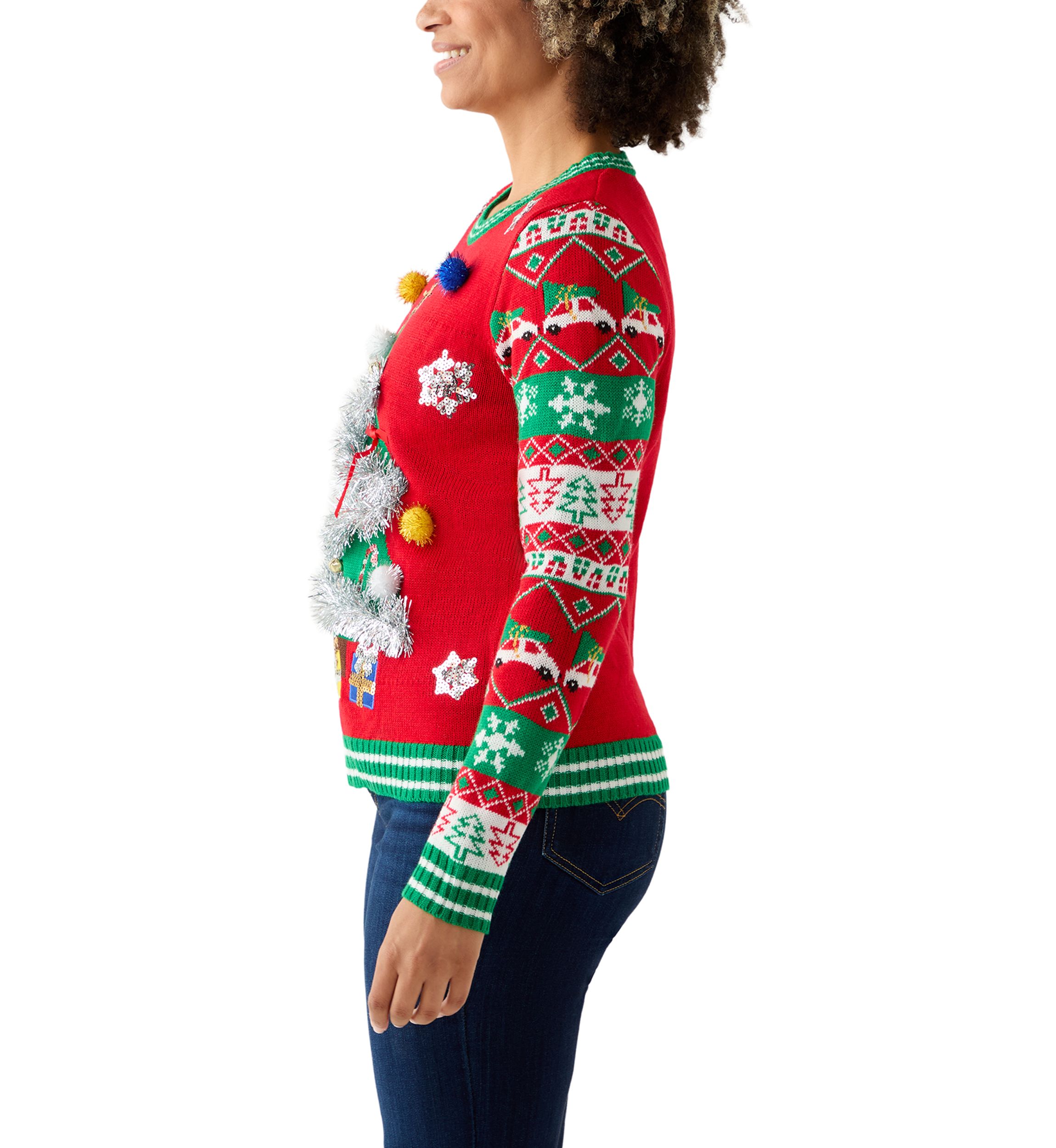 Womens Christmas Tree Garland Sweater