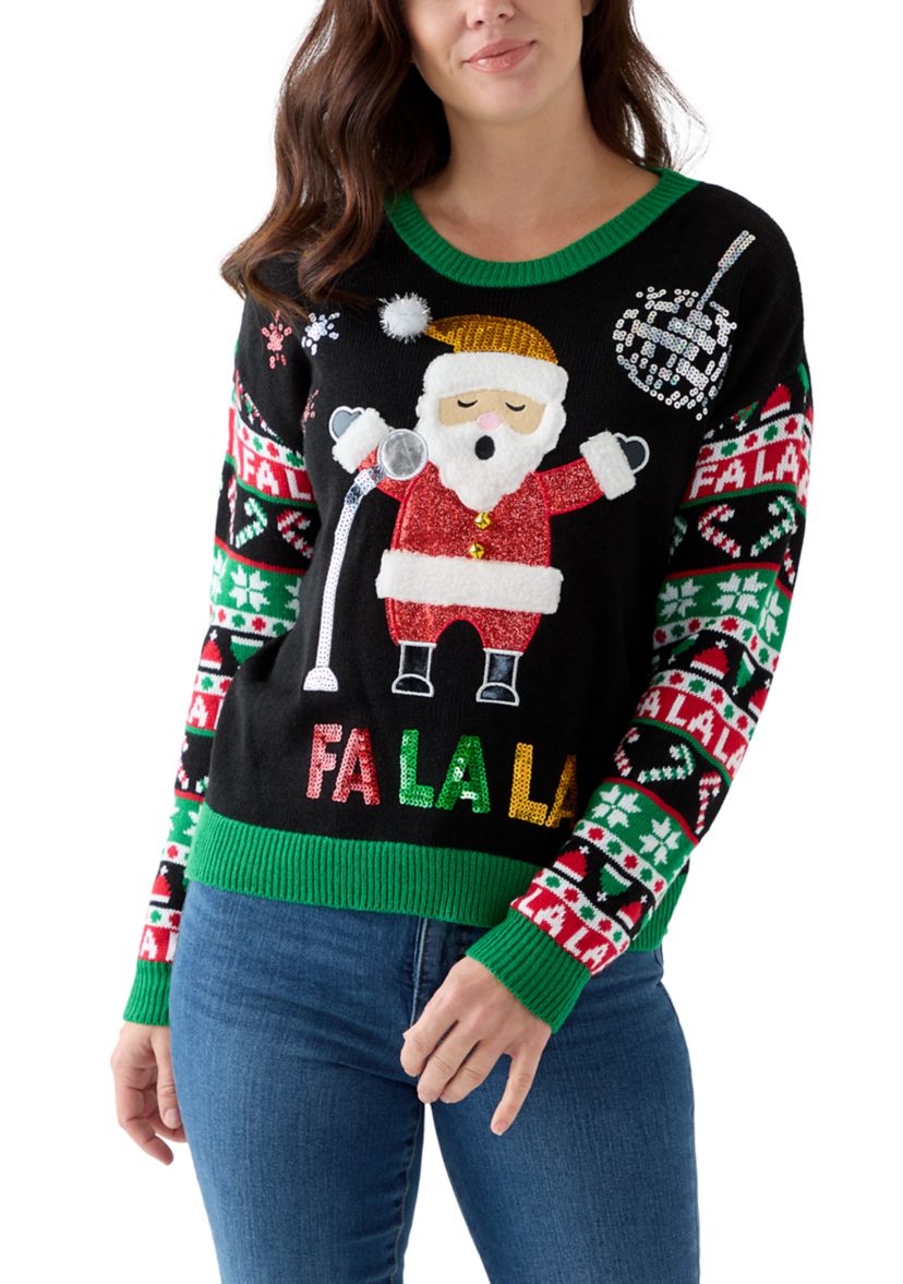 Womens Singing Disco Santa Sweater
