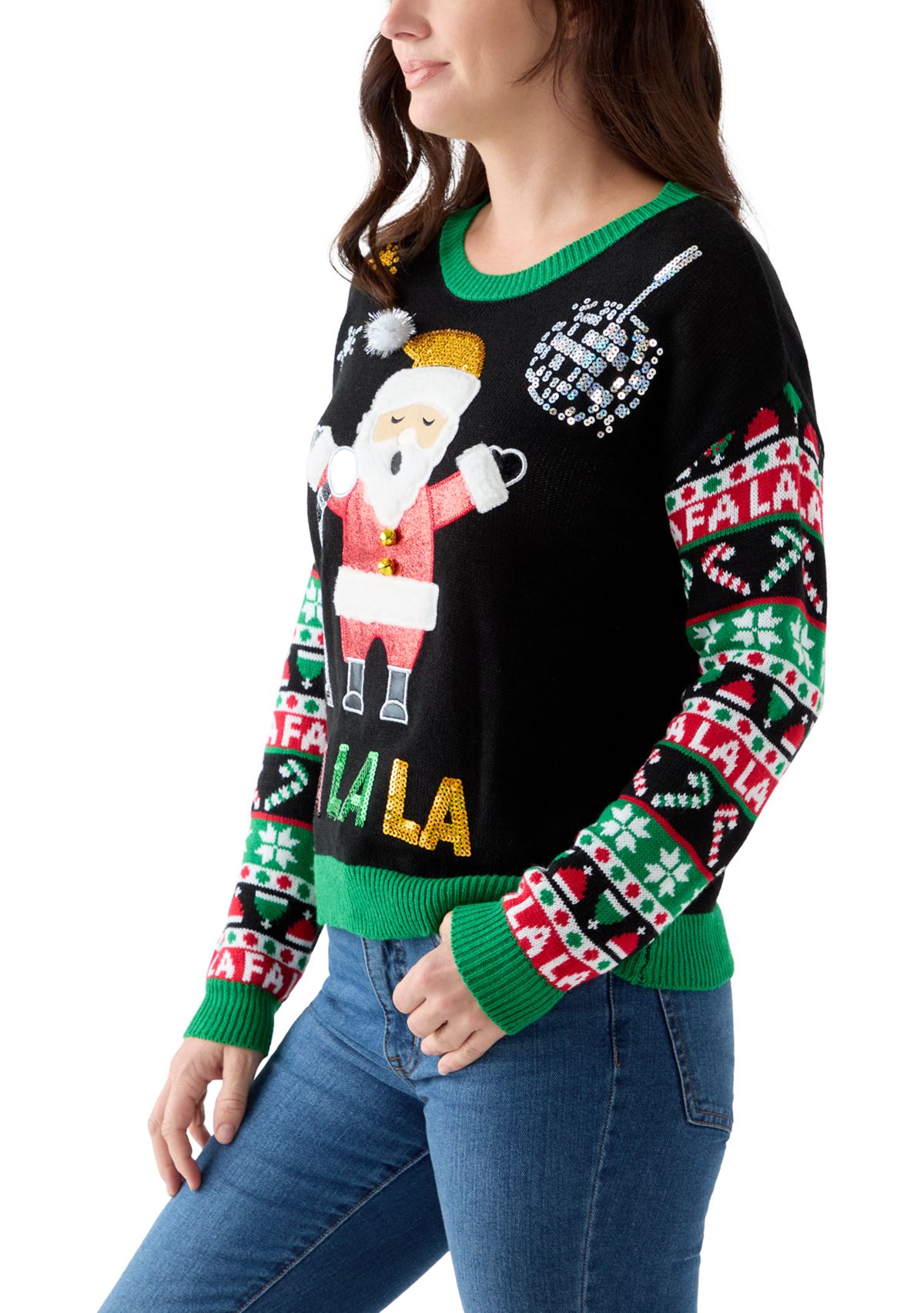 Womens Singing Disco Santa Sweater