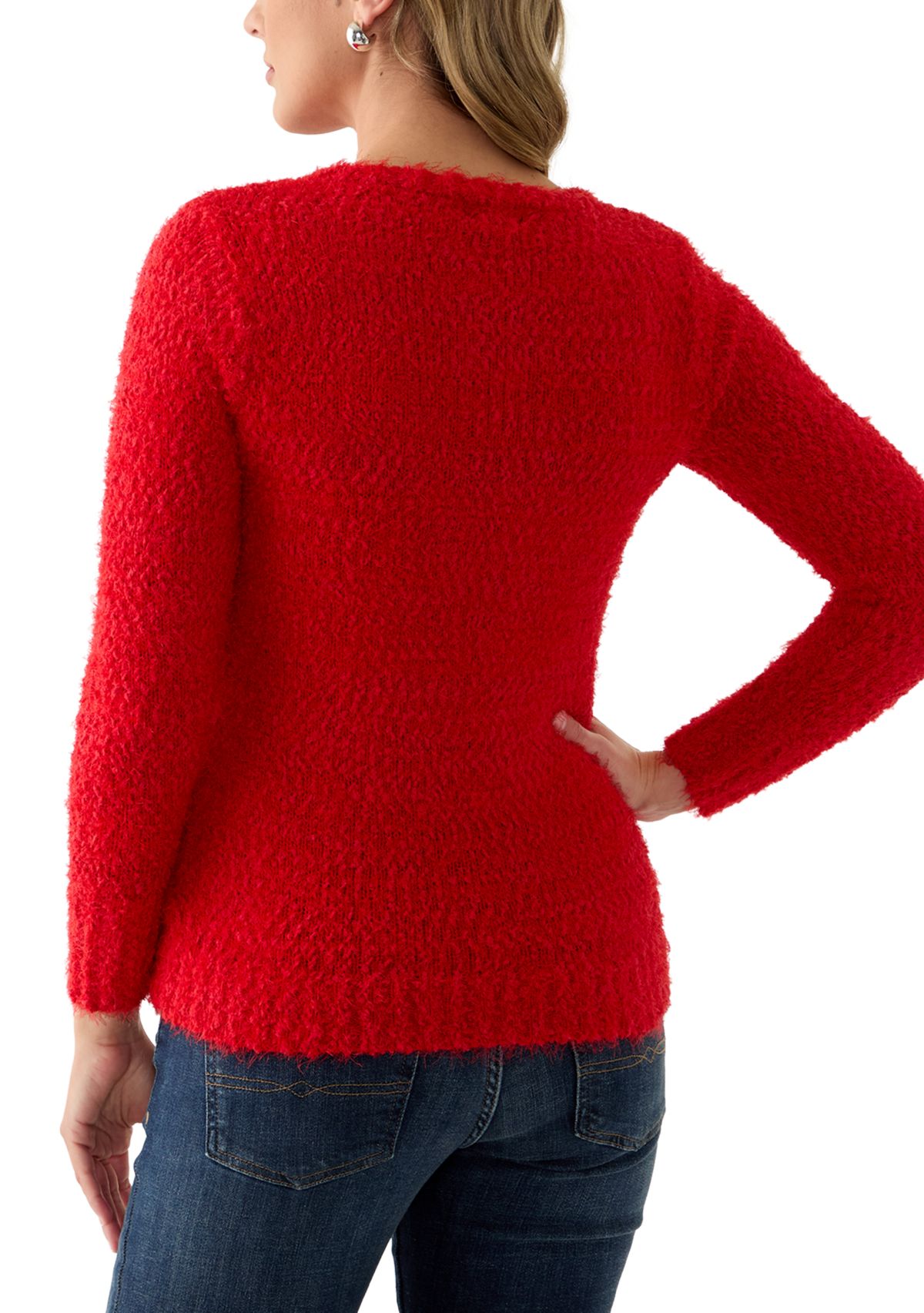 Womens Foil Christmas Tree Sweater