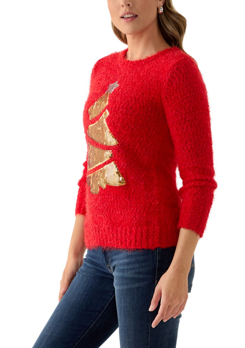 Womens Foil Christmas Tree Sweater