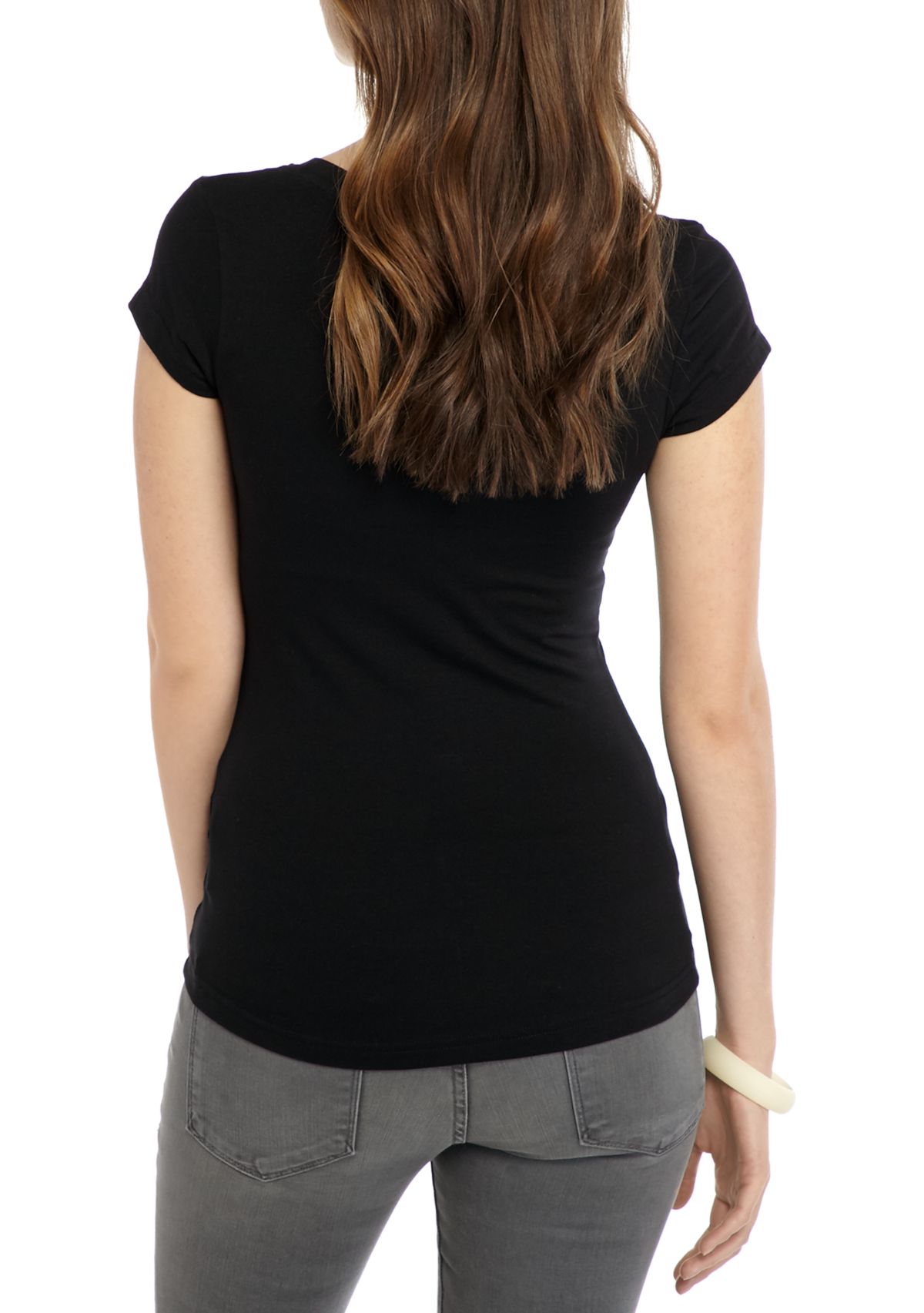 Juniors Short Sleeve Scoop Neck T-Shirt 