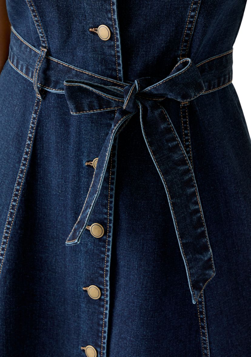 belk denim dresses Emma & Michelle Women's Short Sleeve Collar Denim Mini Dress