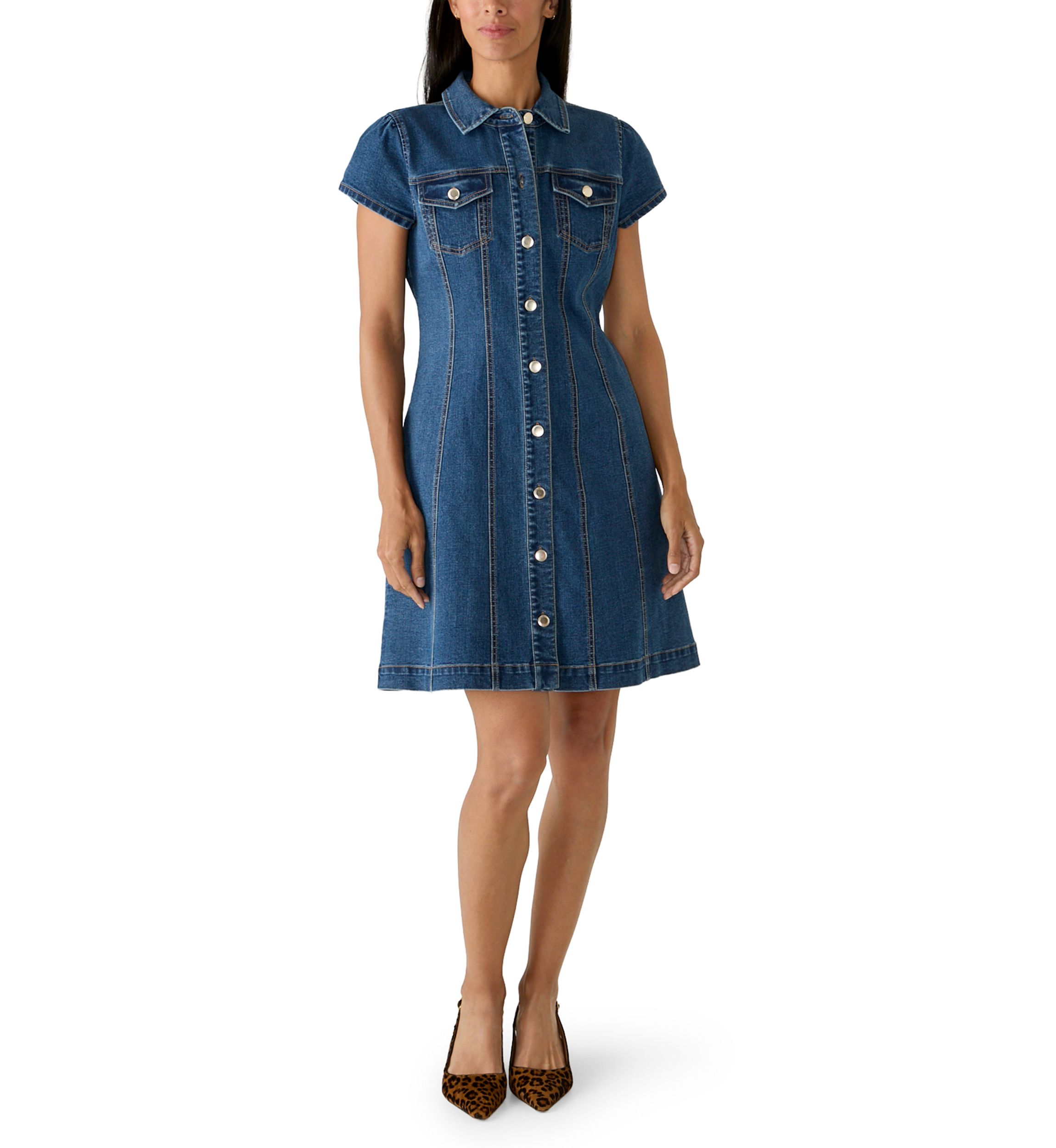 draper james women's denim dress Dresswear Blue denim Wedding Guest Makeup Tutorial: SID-S24840 STYLE:Belts defining tie and a