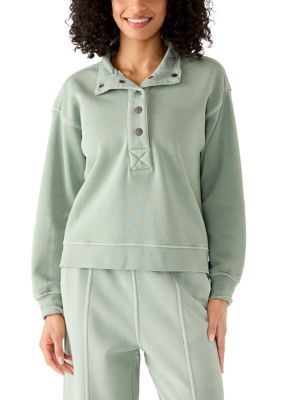 C&C Women's 1/4 Neck Collared Sweatshirt