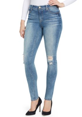 Bandolino Lisbeth Curvy Destructed Sky Jeans | belk