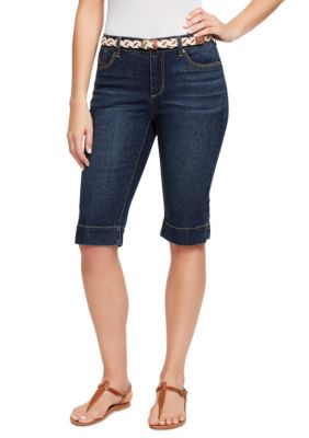 Bandolino Lisbeth Belted Denim Bermuda Shorts | belk