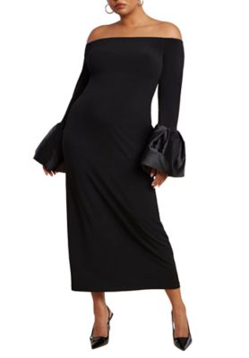 Women's ELOQUII Off Shoulder Cuff Detail Maxi Dress (Plus Size)