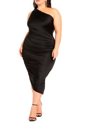 ELOQUII Women's Ruched One Shoulder Dress