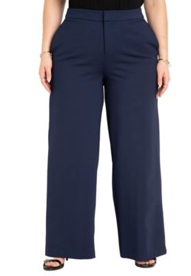 ELOQUII Women's Tall The Ultimate Stretch Wide Leg Work Pant (Plus Size), Blue, 32W