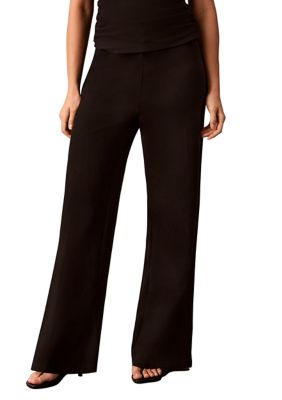 Calvin Klein Women's Petite High Rise Wide Leg Compression Pants
