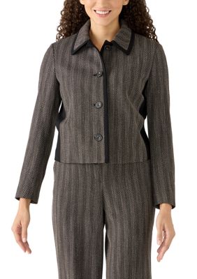 Calvin Klein Women's Petite 4-Button Herringbone Jacket