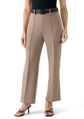 Calvin Klein Women's Petite Pull On Belted Pintuck Scuba Trousers, PXL