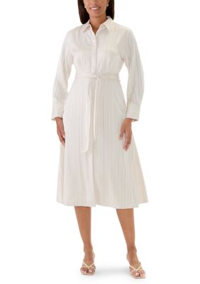 Calvin Klein Women's Petite Striped Midi Shirt Dress