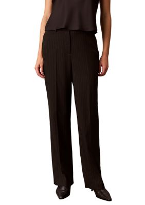 Calvin Klein Women's Petite Pinstripe High Rise Extend Tab Trousers