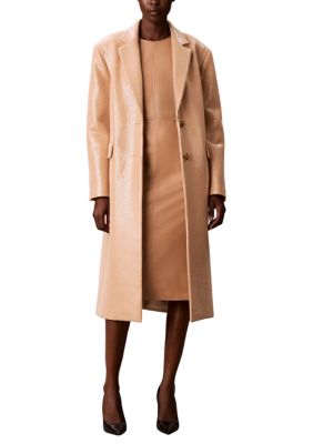 Calvin Klein Women's Petite Sequined Melton Two Button Overcoat