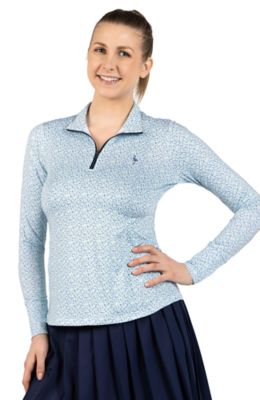 TailorByrd Women's Ditsy Floral Printed Quarter Zip