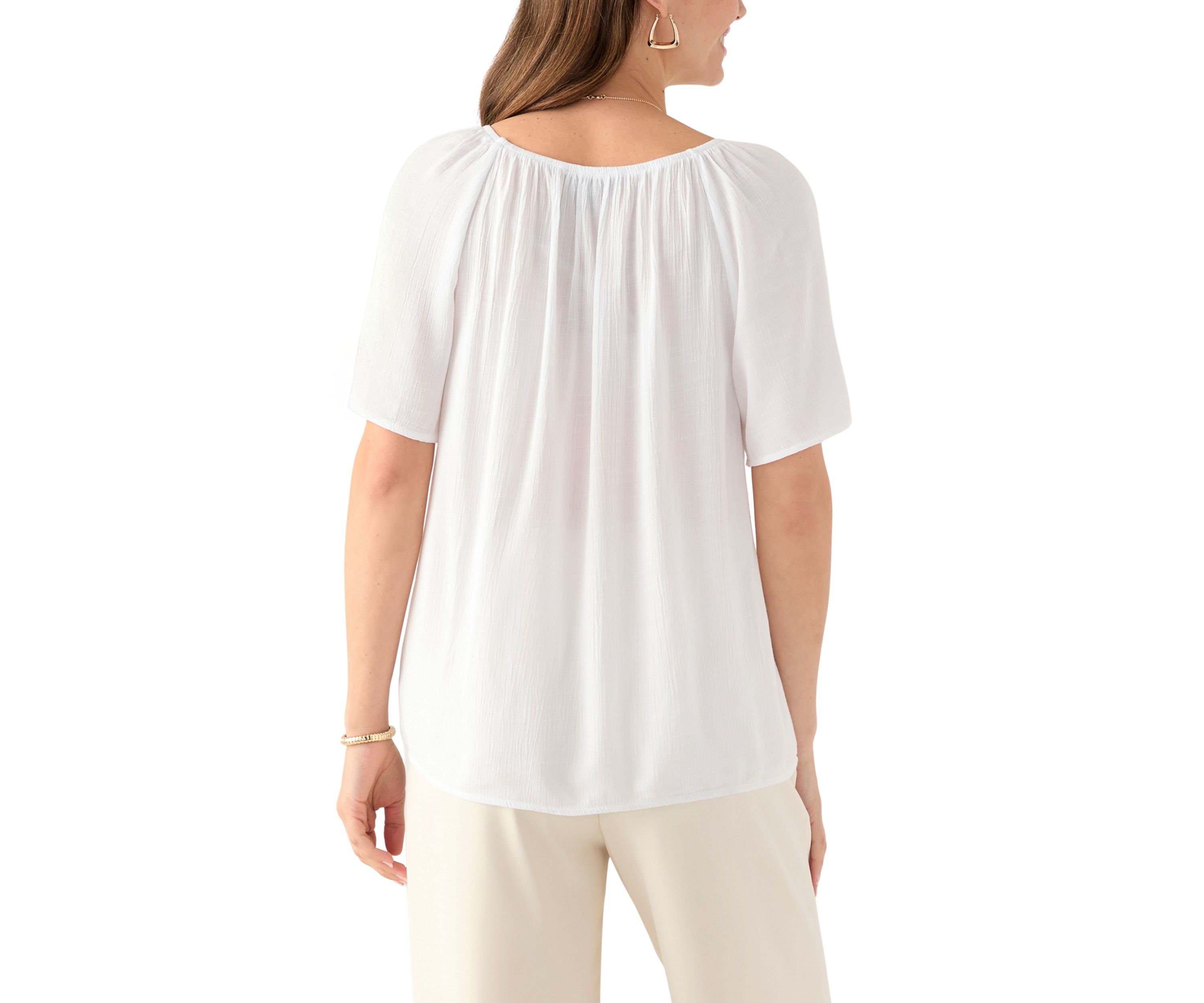 Womens Short Sleeve Blouse with Trim