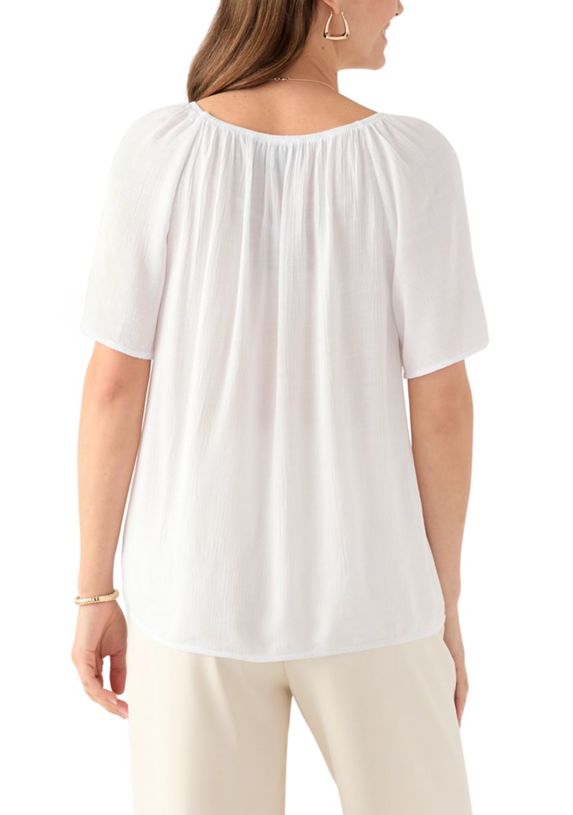 Womens Short Sleeve Blouse with Trim