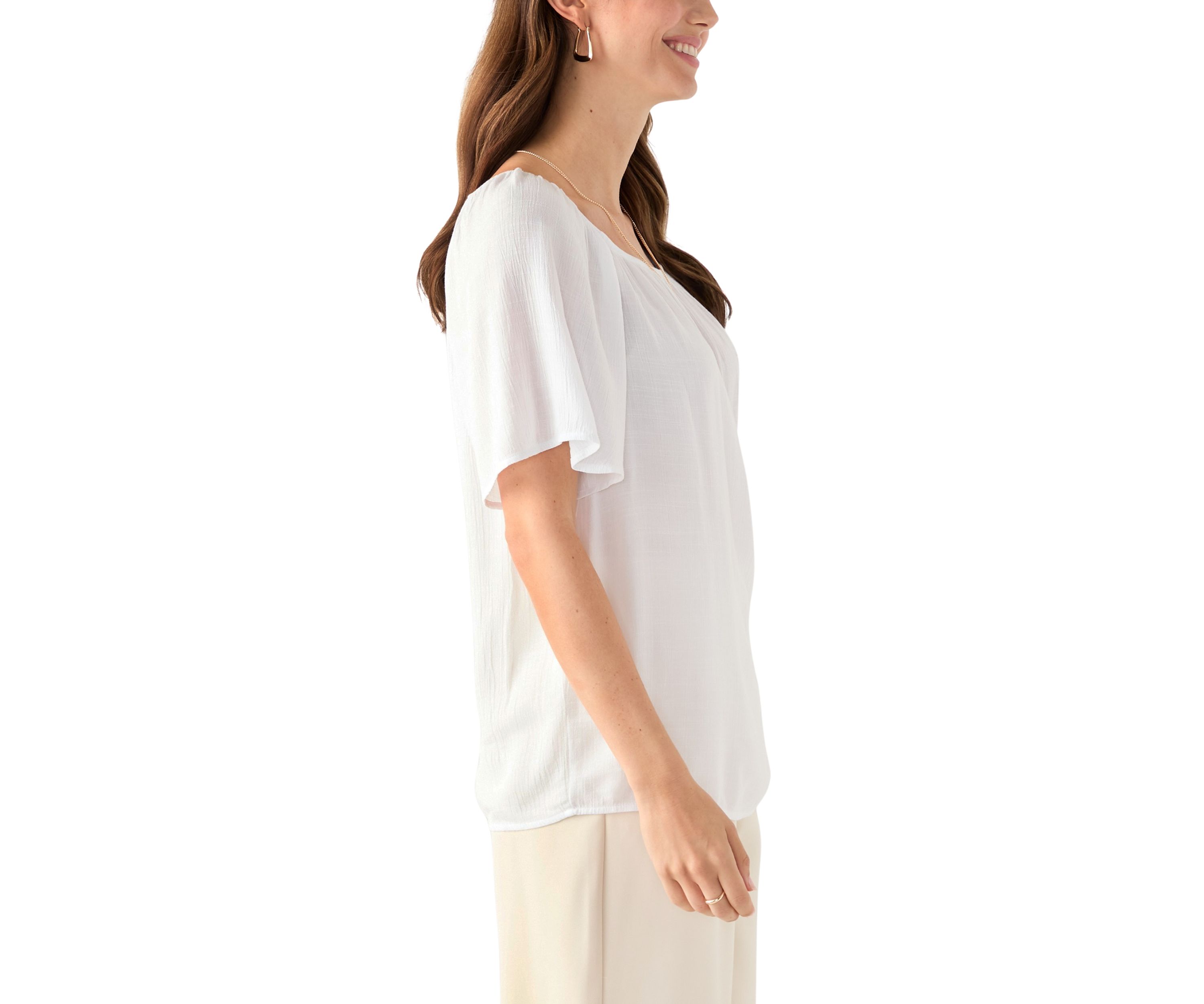 Womens Short Sleeve Blouse with Trim
