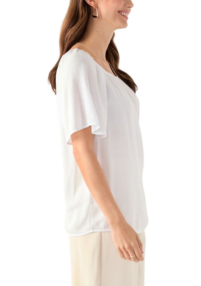 Womens Short Sleeve Blouse with Trim