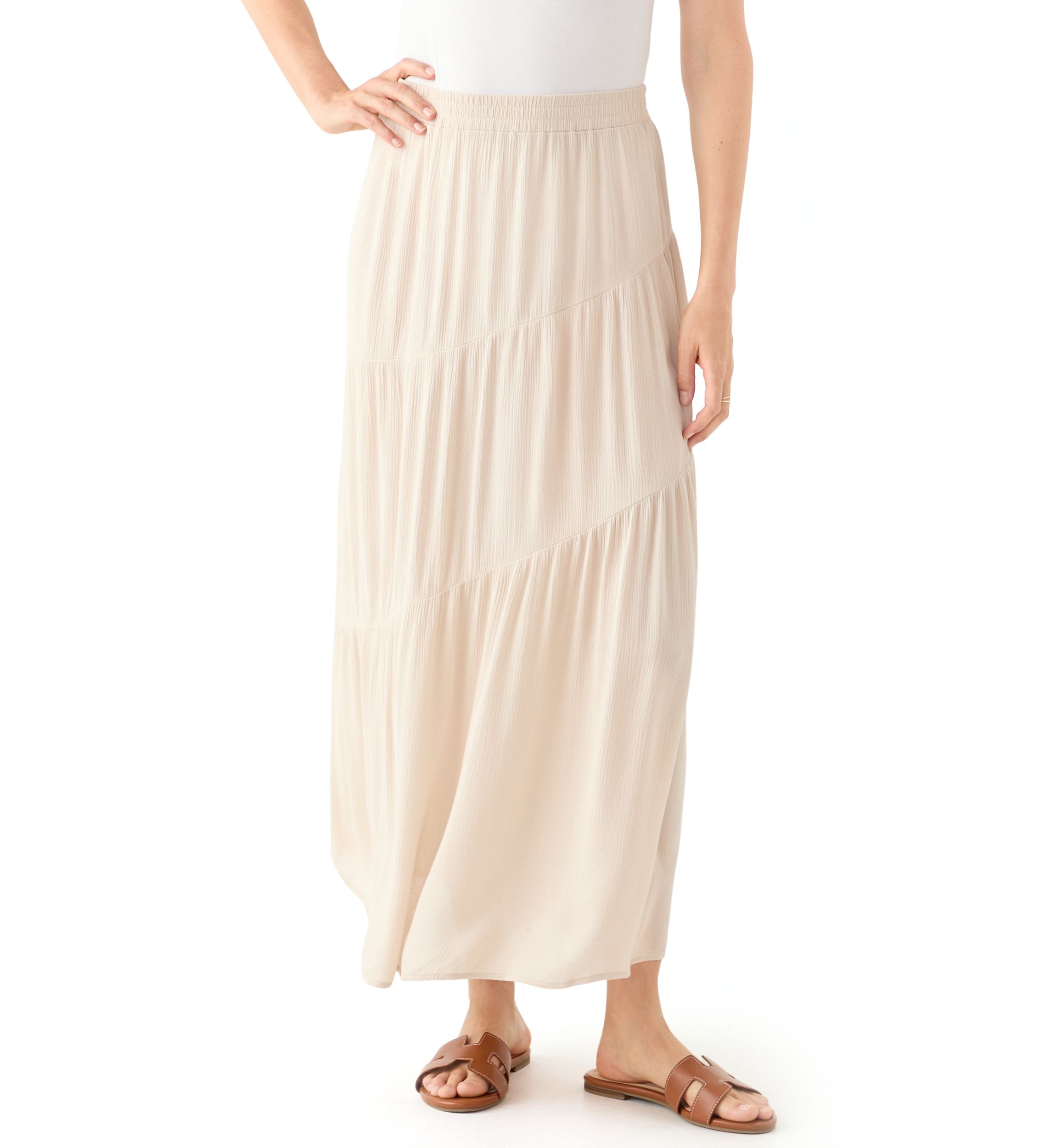 Womens Soft Tiered Maxi Skirt 
