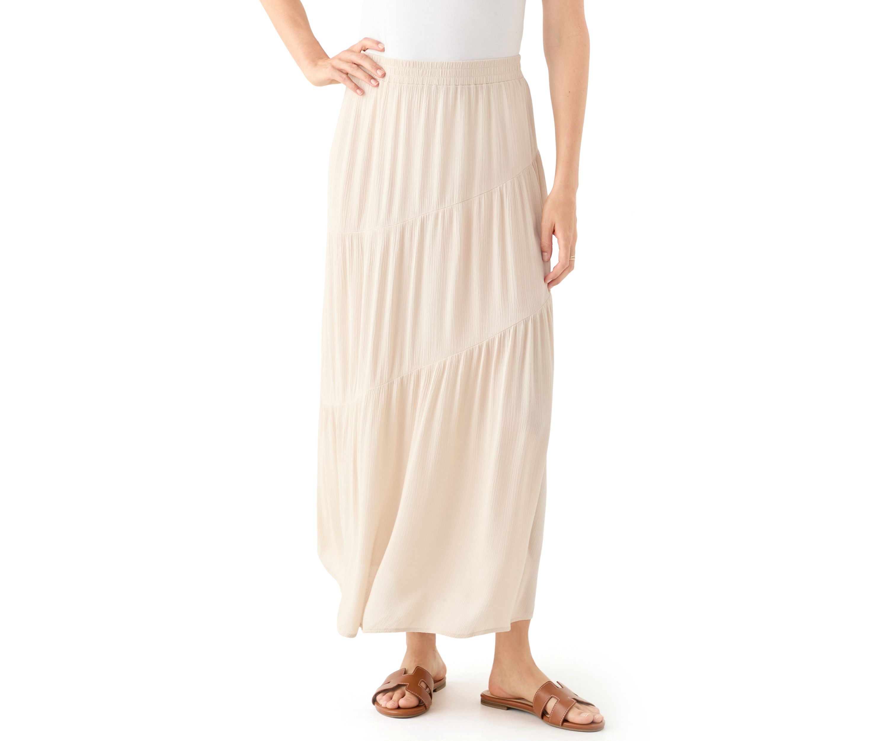 Womens Soft Tiered Maxi Skirt 