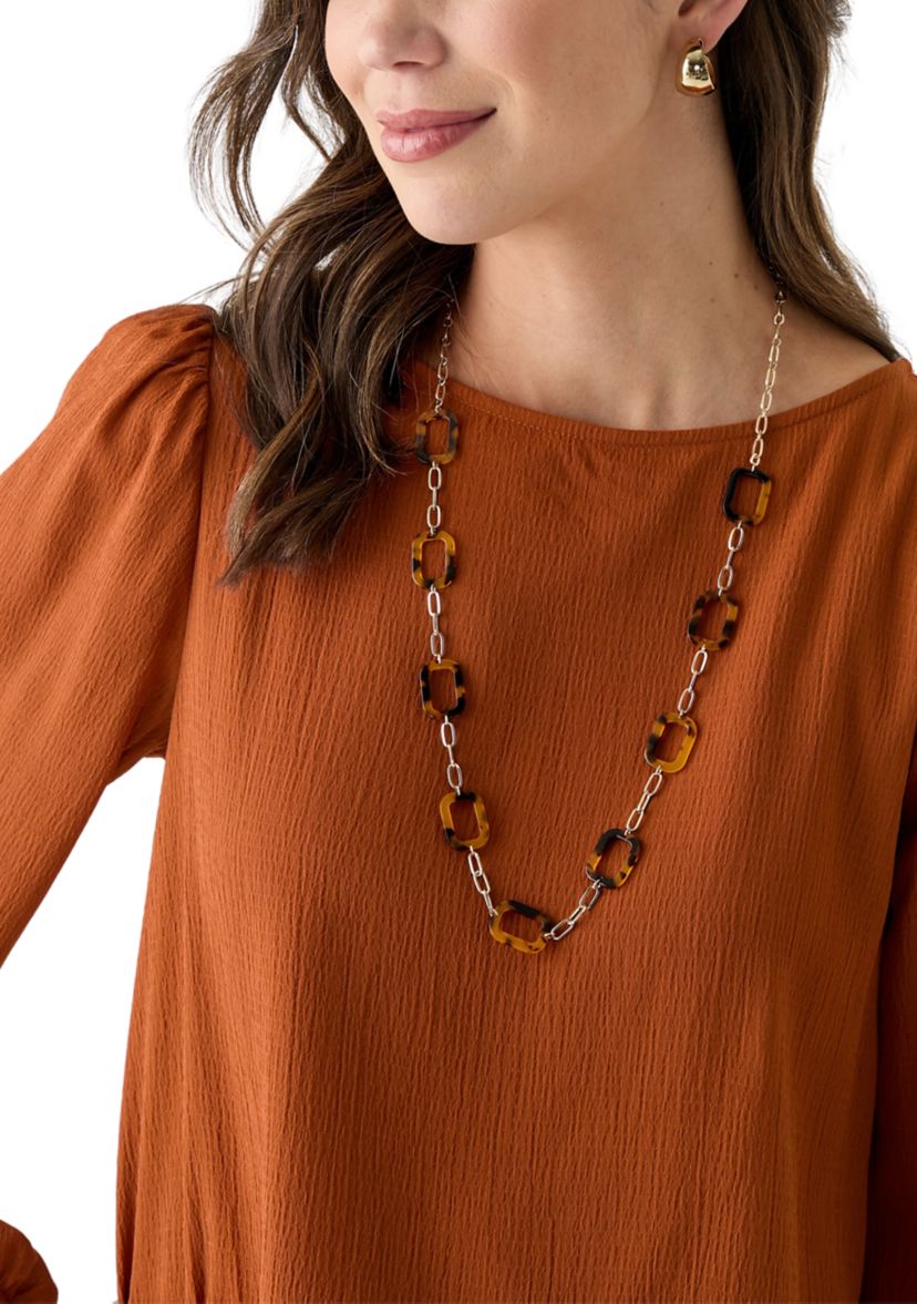 Womens Long Sleeve Banded Tie Hem Blouse