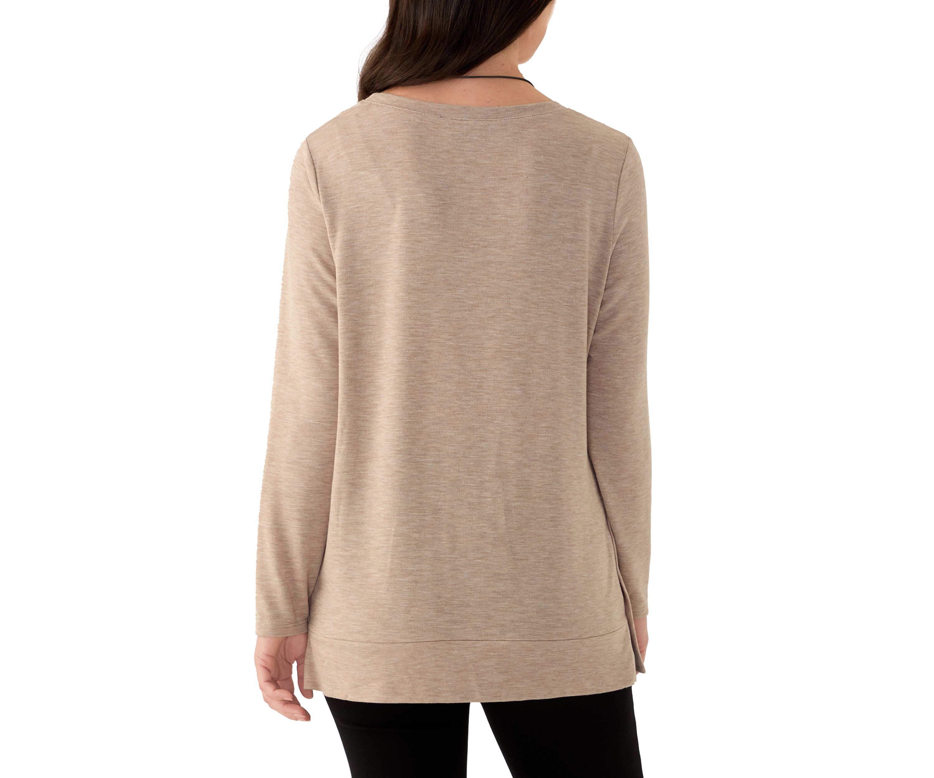 Womens Long Sleeve Knit Tunic with Necklace 