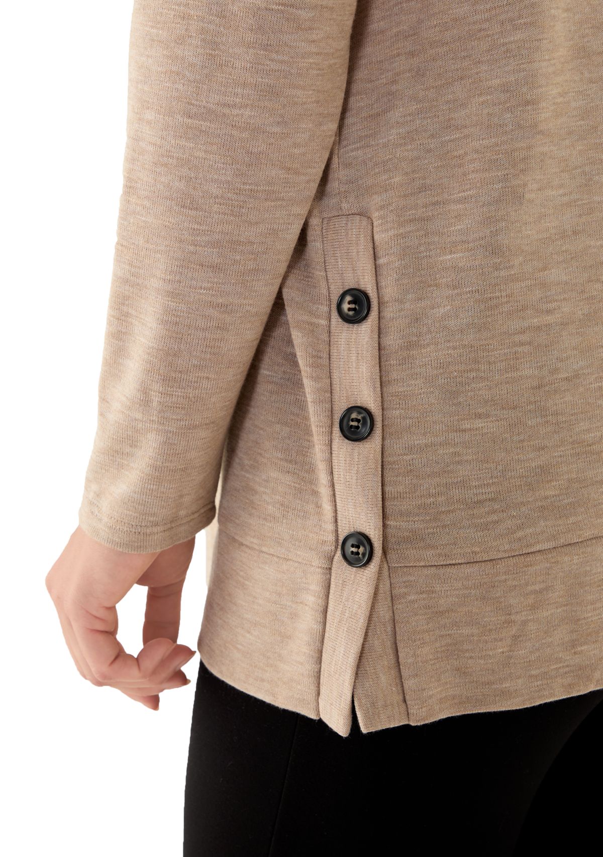 Womens Long Sleeve Knit Tunic with Necklace 