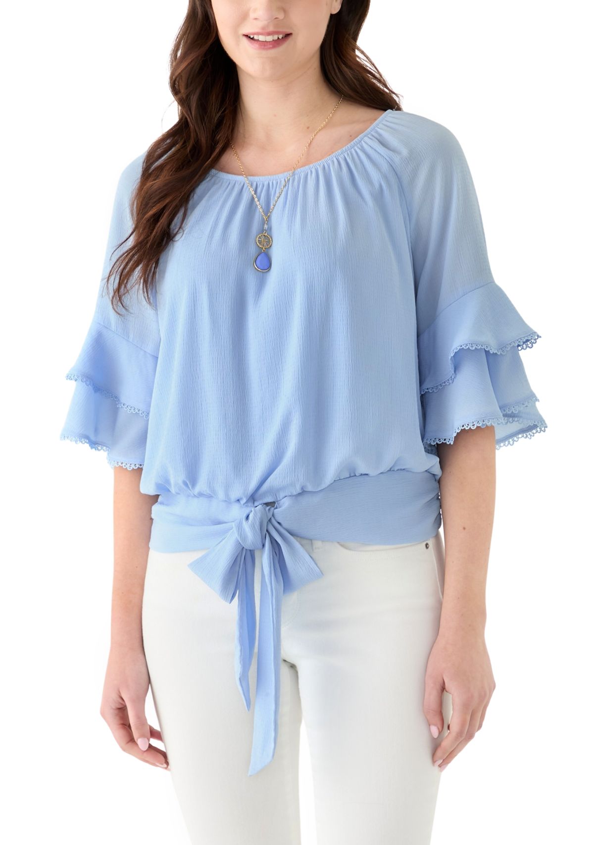 Womens 3/4 Ruffle Sleeve Blouse
