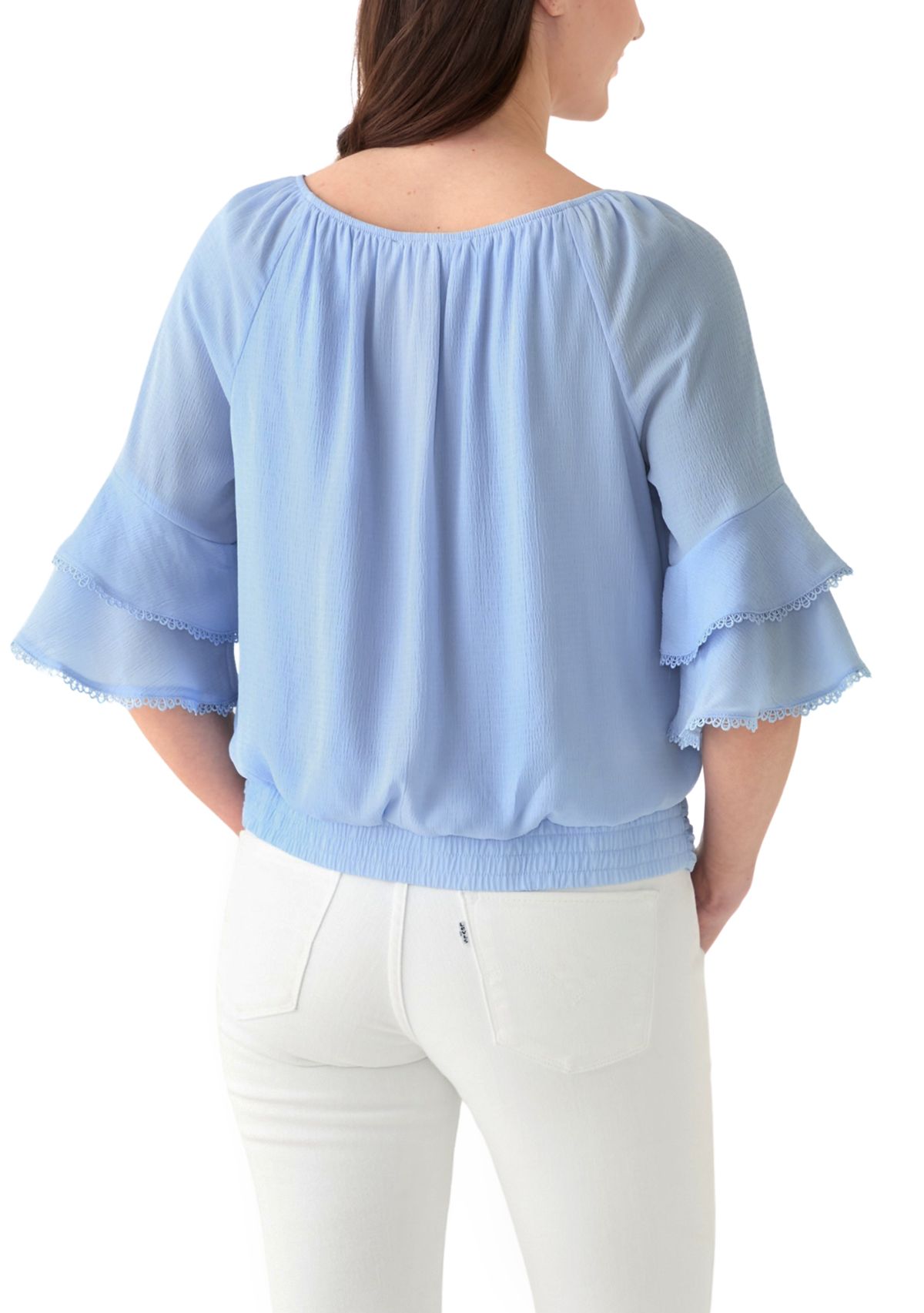 Womens 3/4 Ruffle Sleeve Blouse