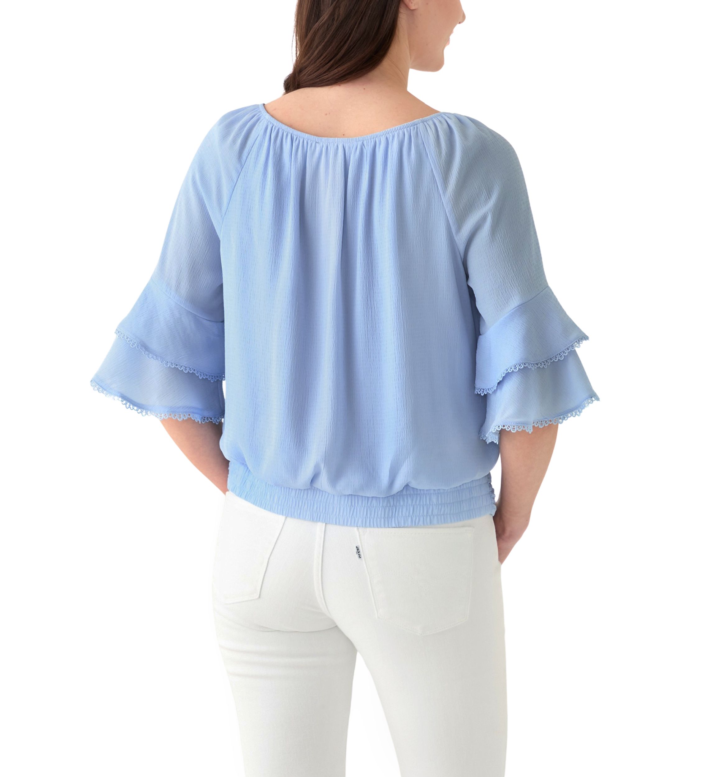 Womens 3/4 Ruffle Sleeve Blouse