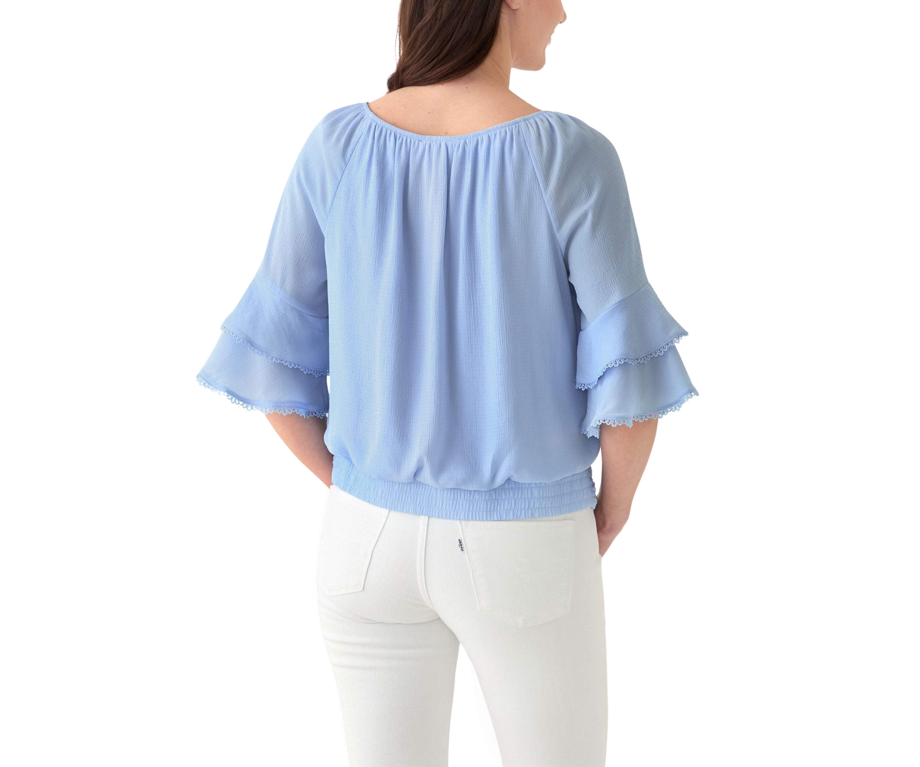 Womens 3/4 Ruffle Sleeve Blouse