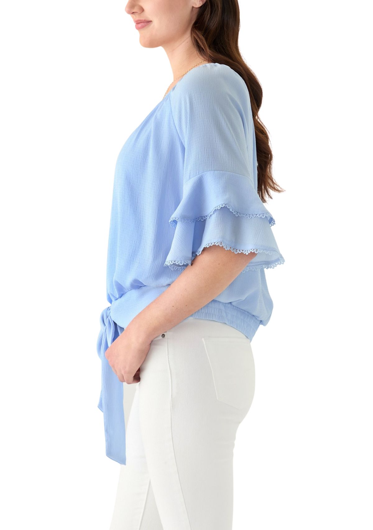 Womens 3/4 Ruffle Sleeve Blouse