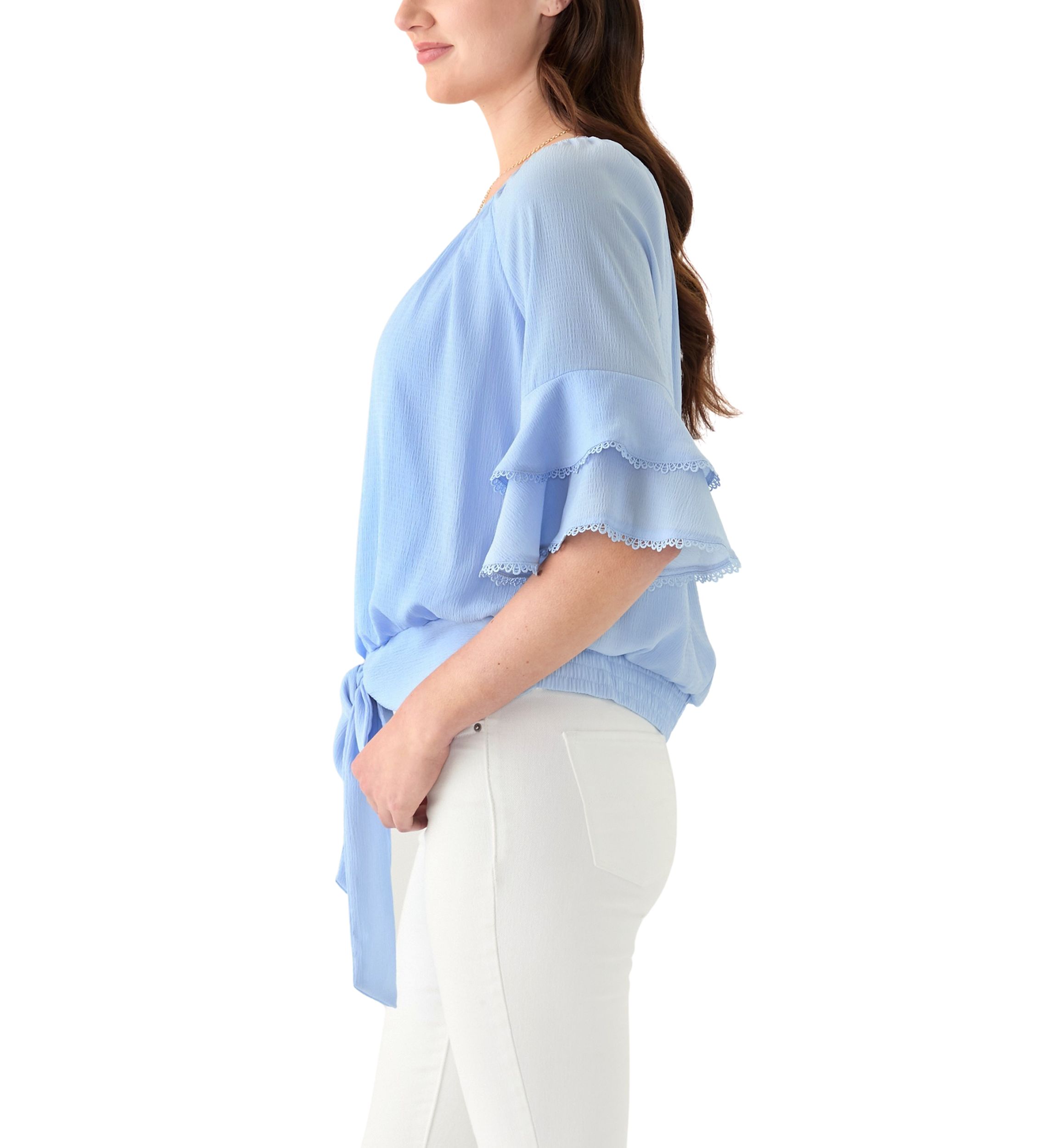 Womens 3/4 Ruffle Sleeve Blouse