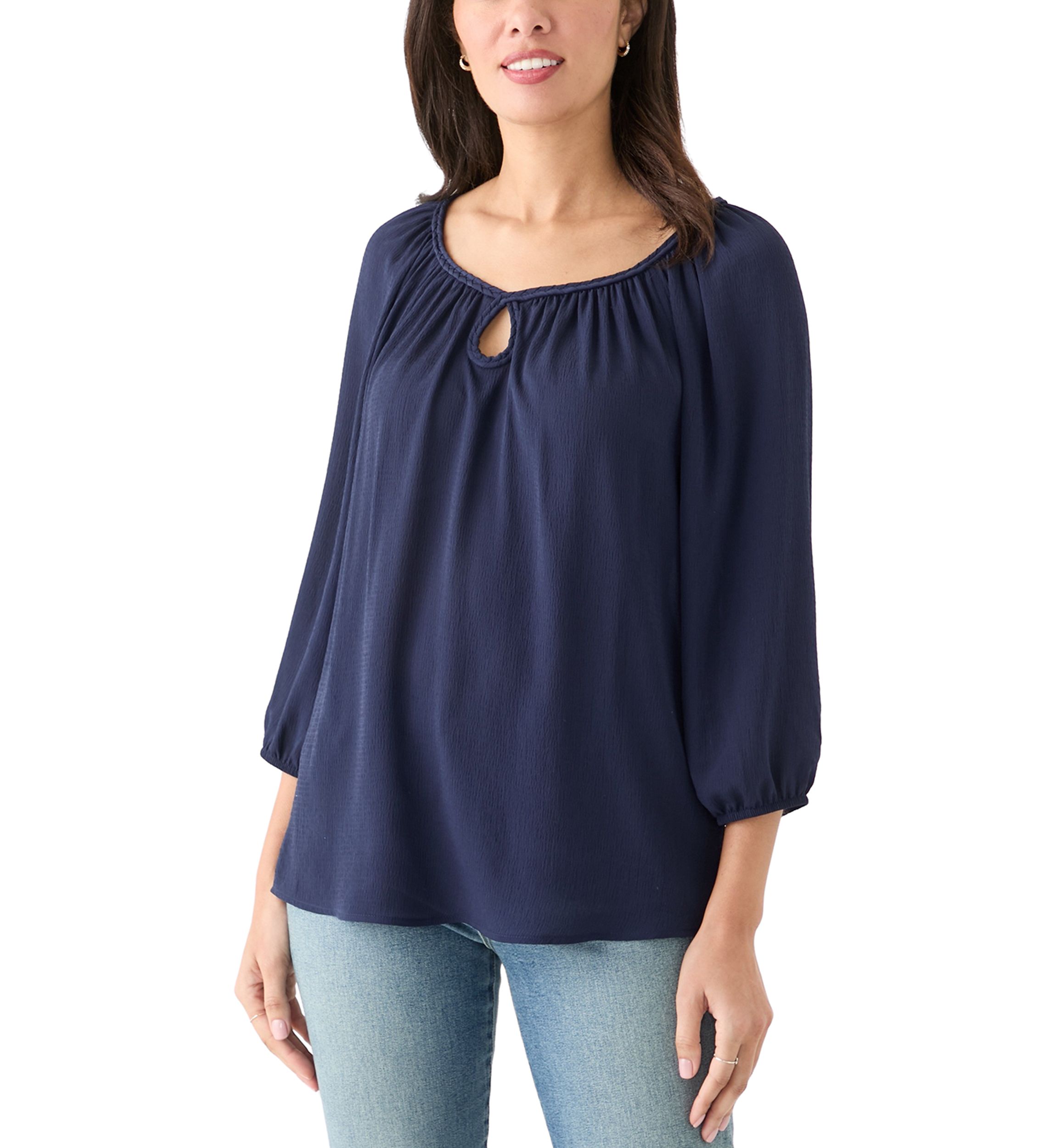 Womens 3/4 Sleeve Rope Detail Top