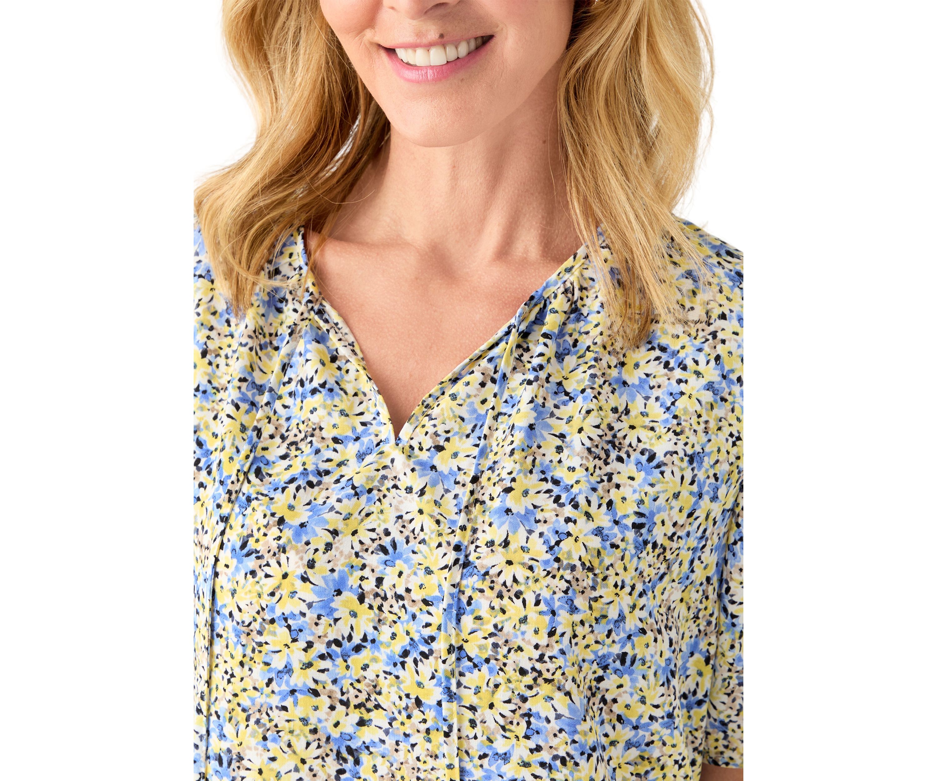 Womens Printed Flutter Sleeve Top