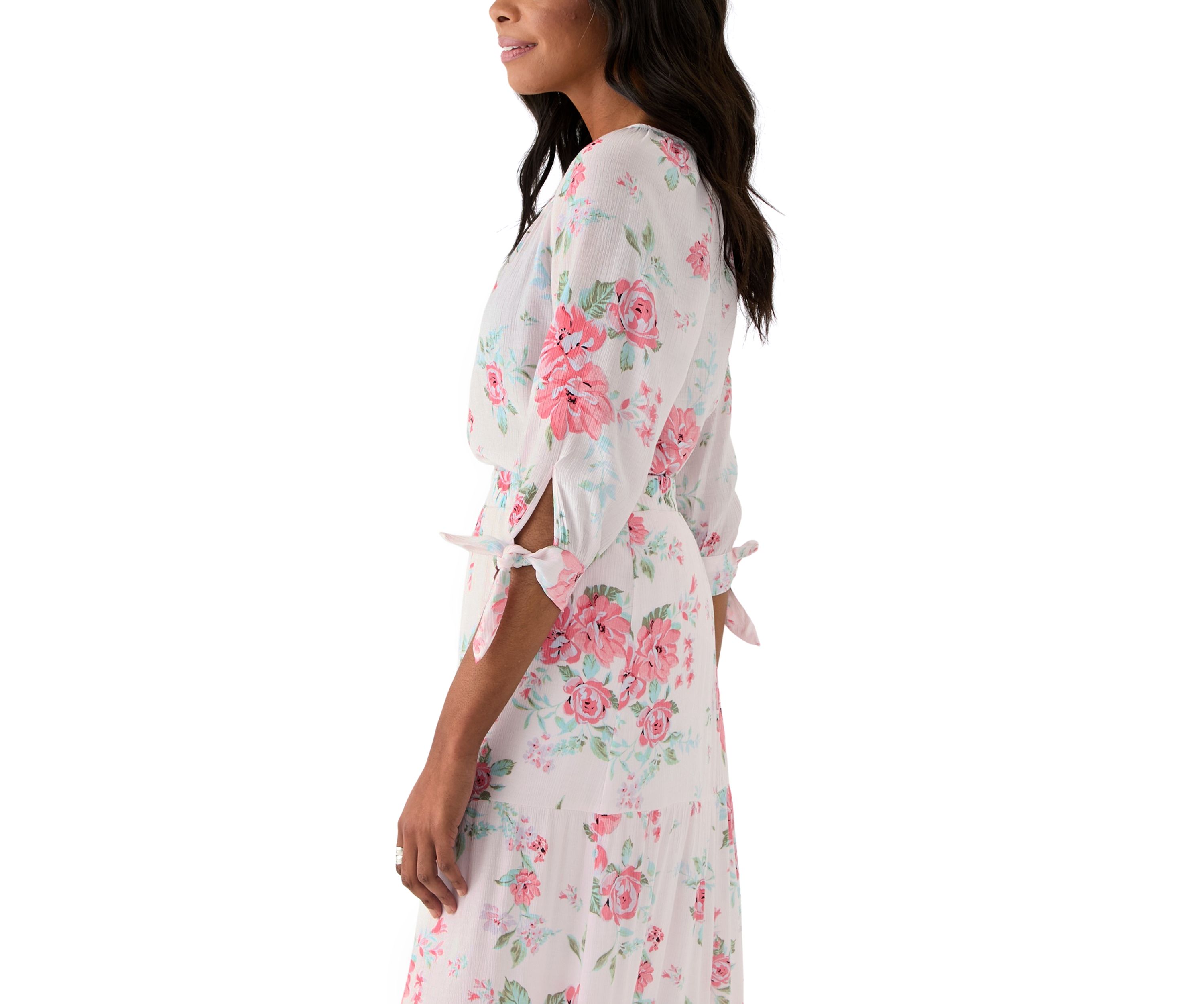 Womens Printed Tie Sleeve Blouse