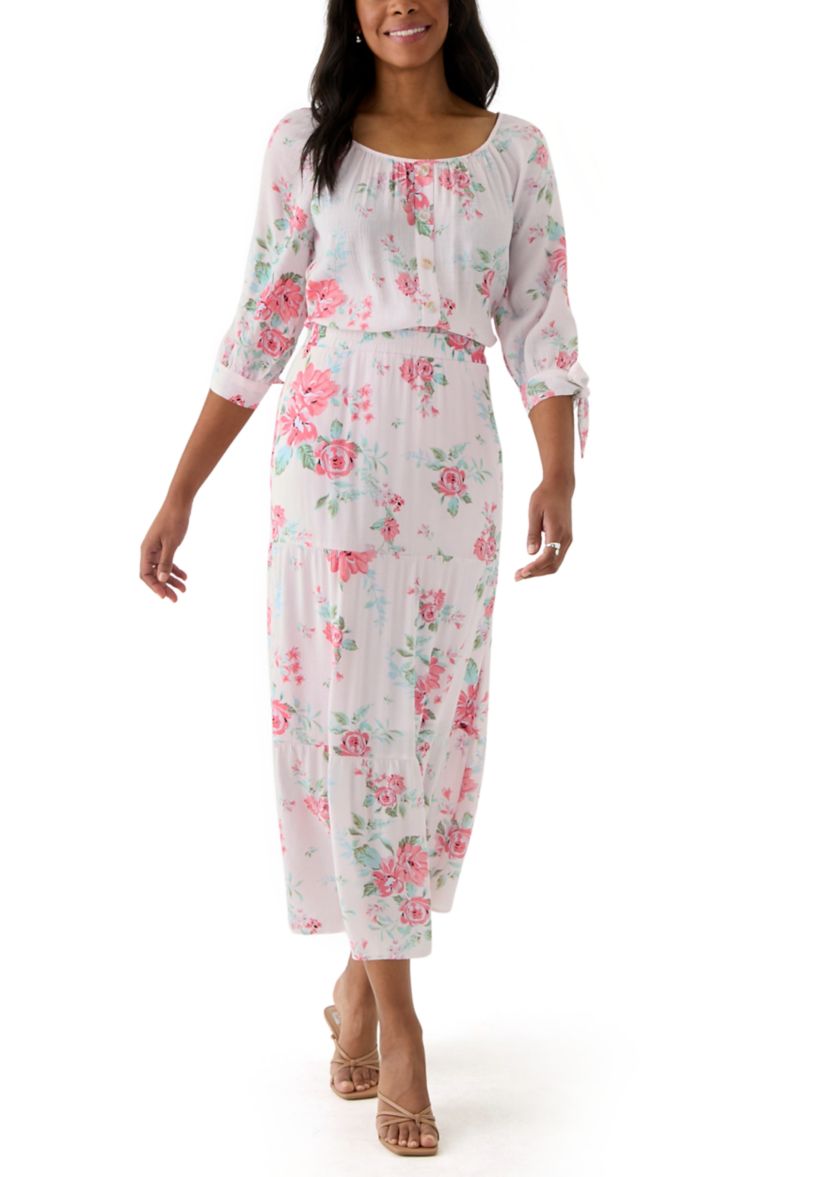 Womens Printed Tie Sleeve Blouse