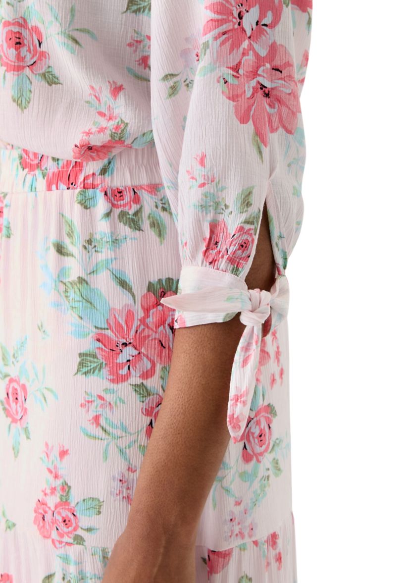 Womens Printed Tie Sleeve Blouse
