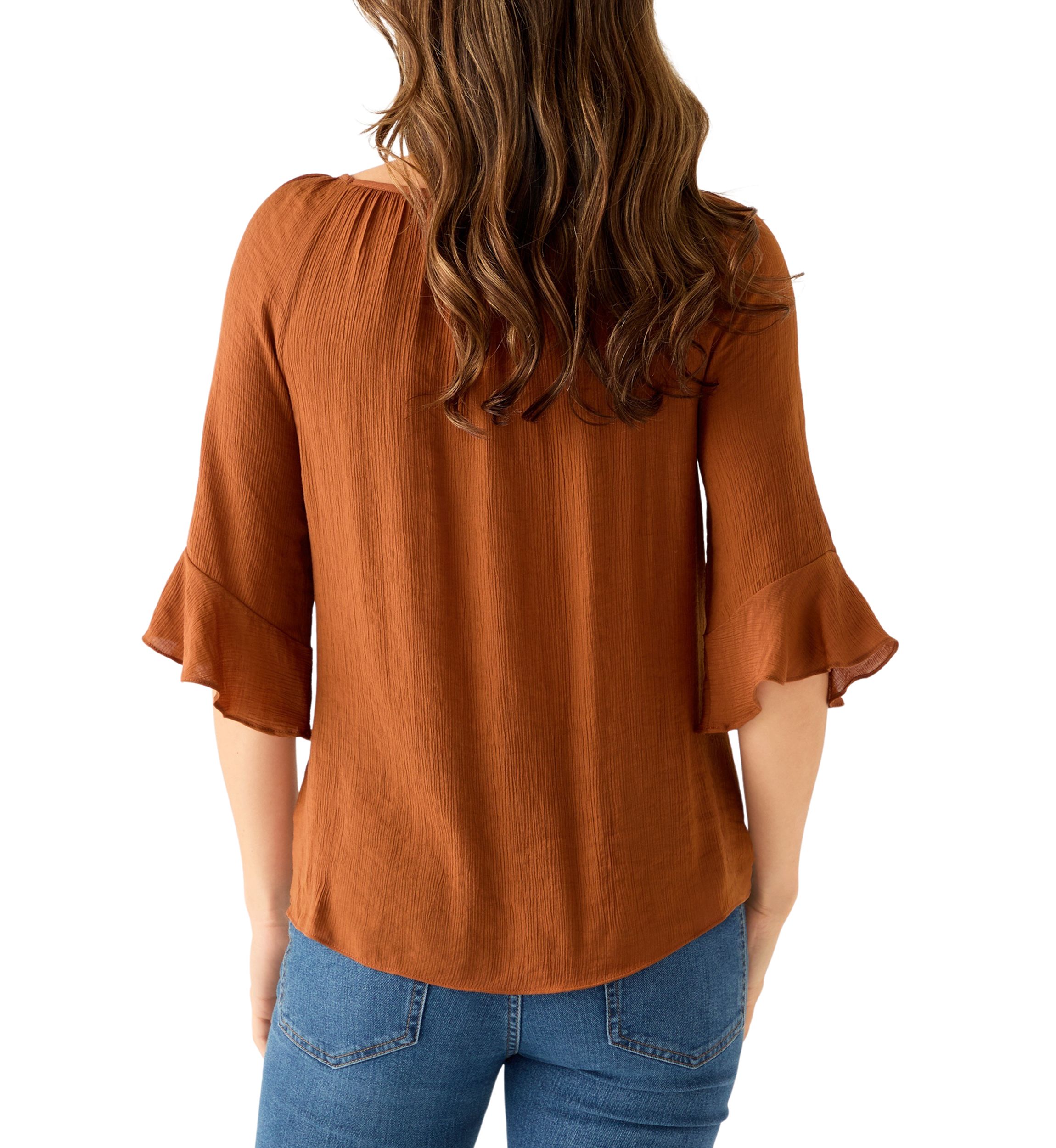 Womens Raglan Sleeve Tie-Front Top