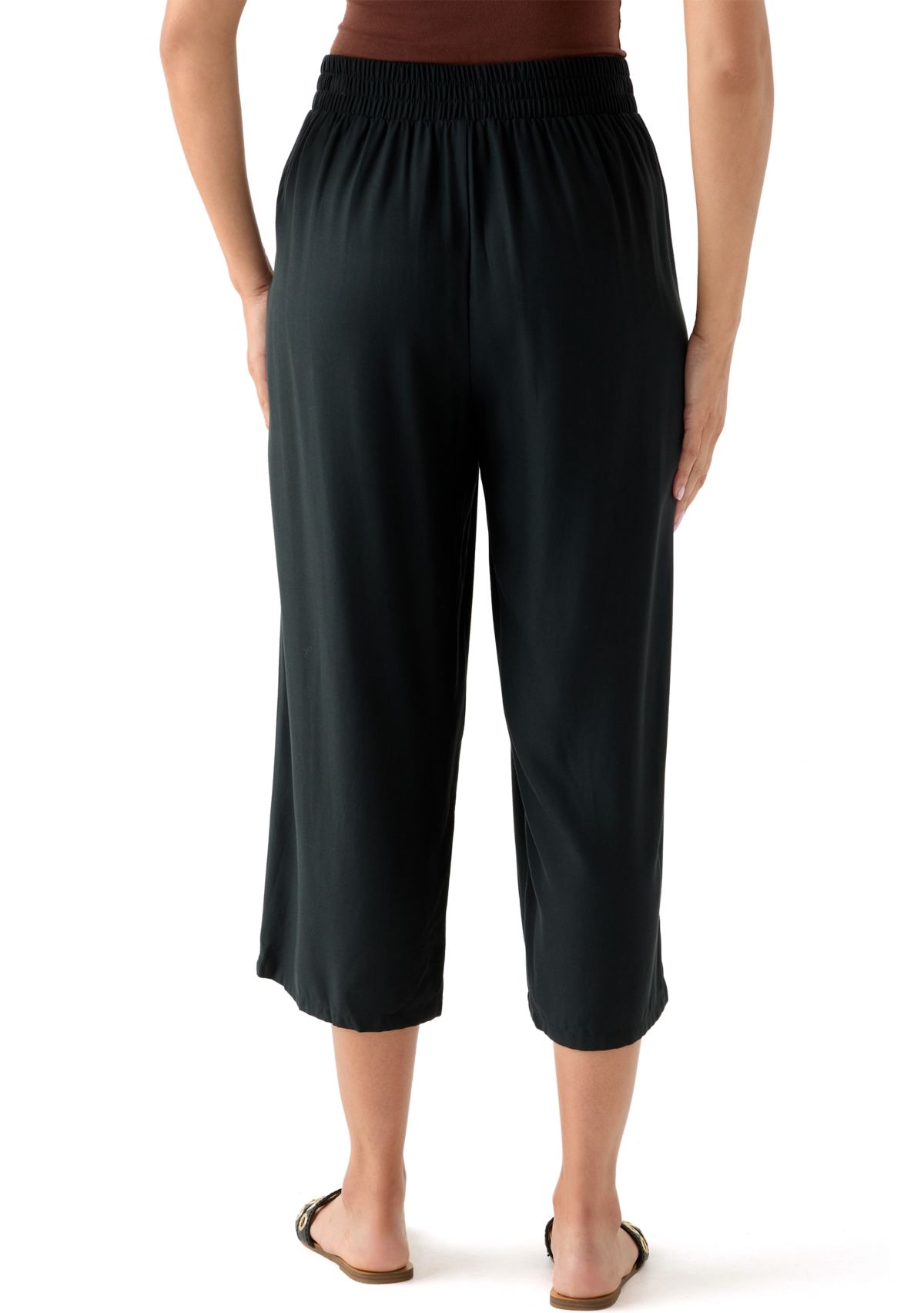 Womens Side Button Capri Pants