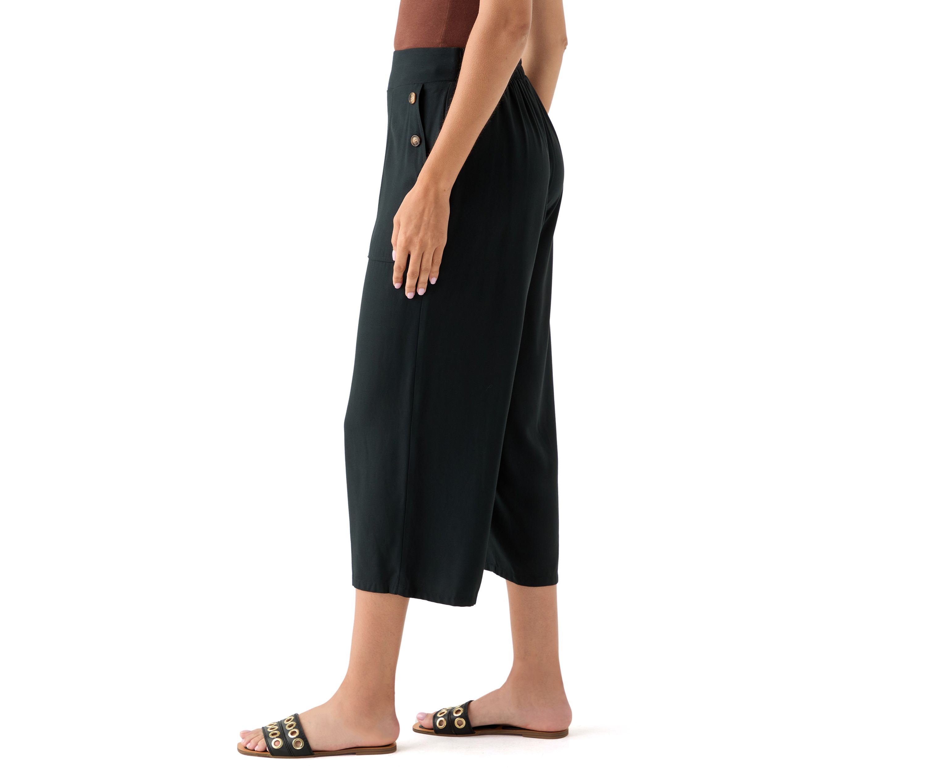 Womens Side Button Capri Pants