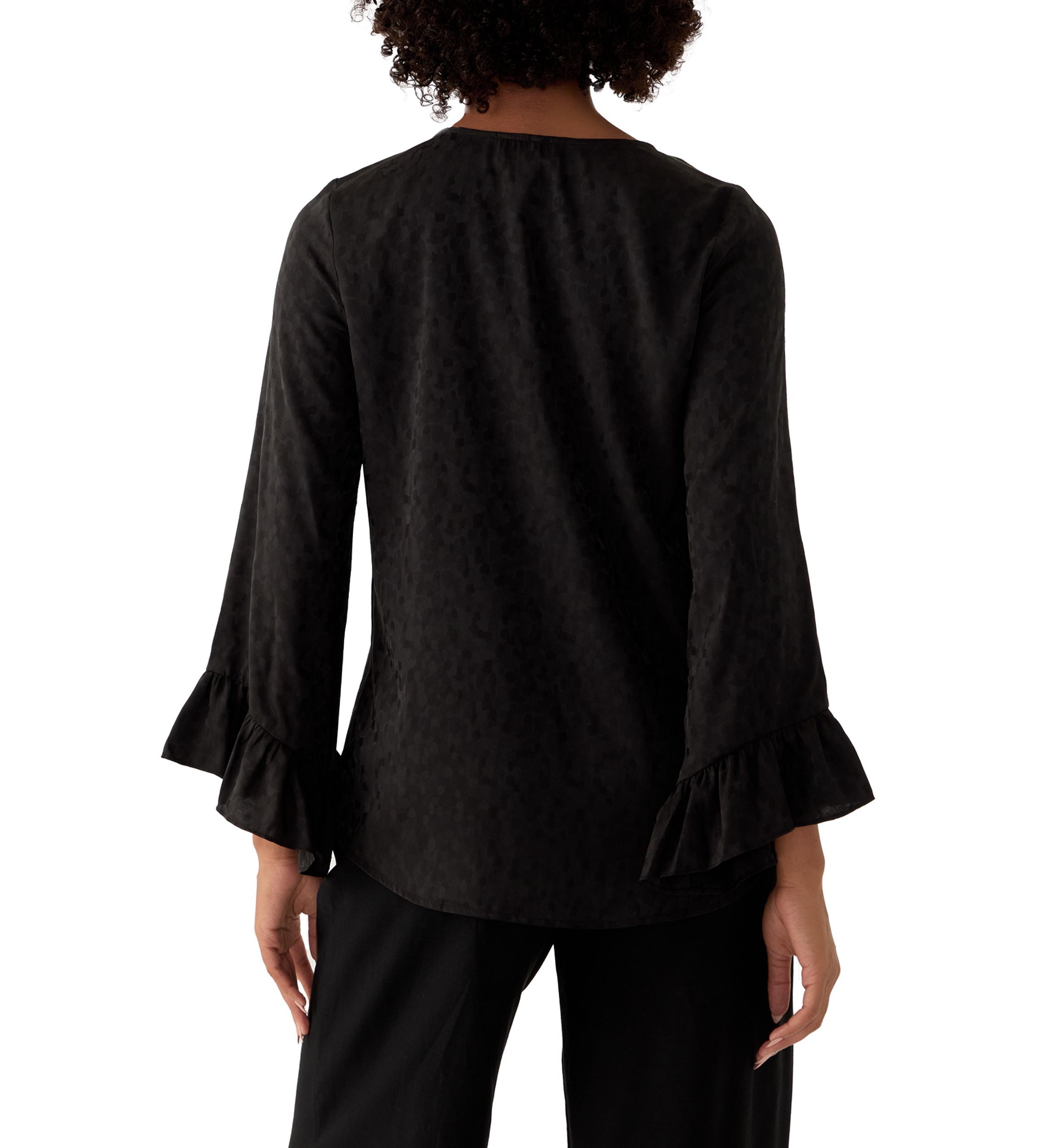 Womens Long Sleeve Satin Jacquard Blouse