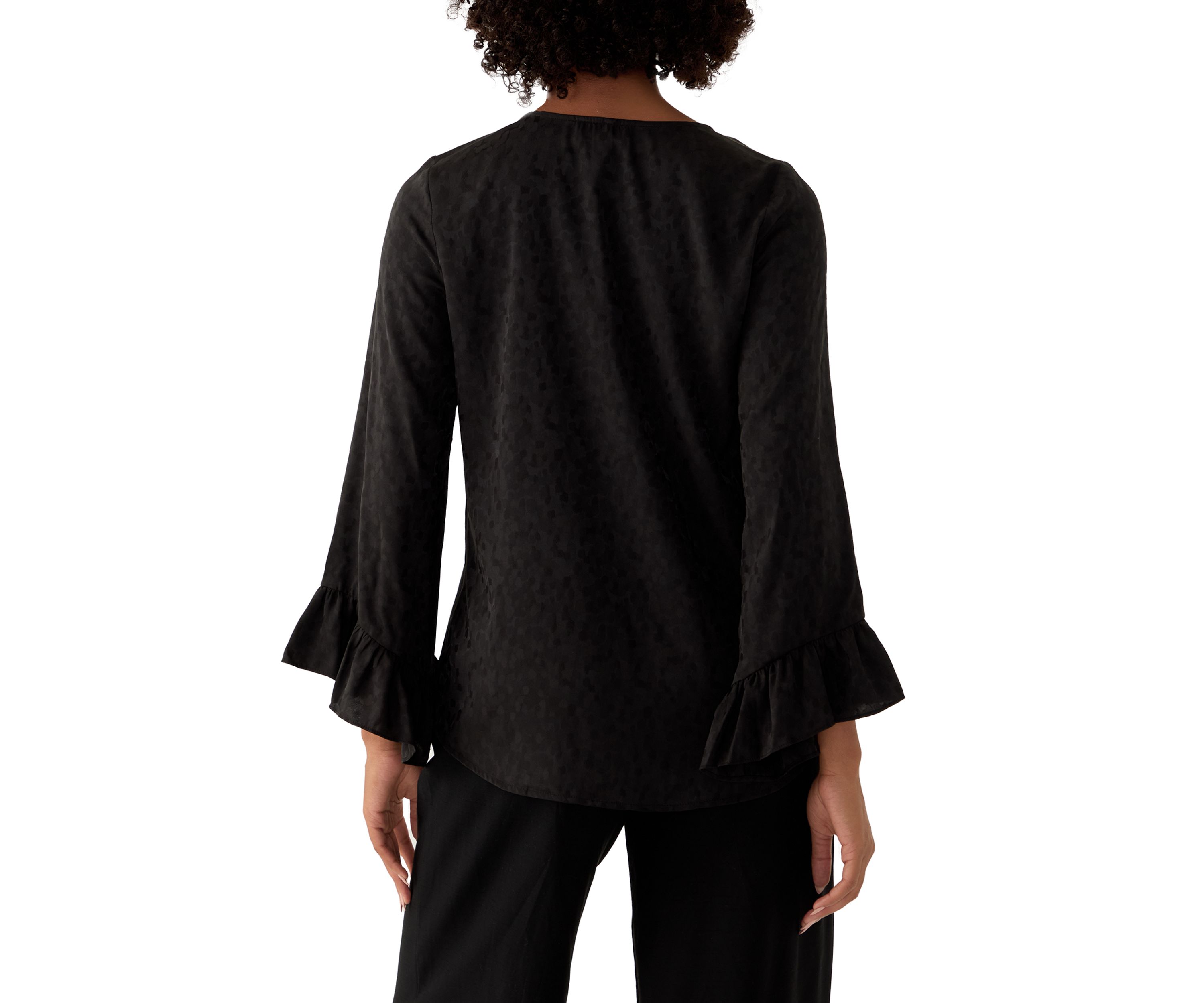 Womens Long Sleeve Satin Jacquard Blouse