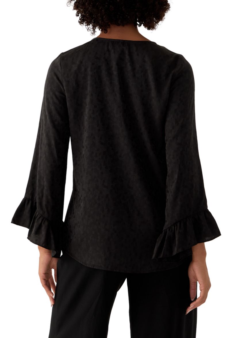 Womens Long Sleeve Satin Jacquard Blouse