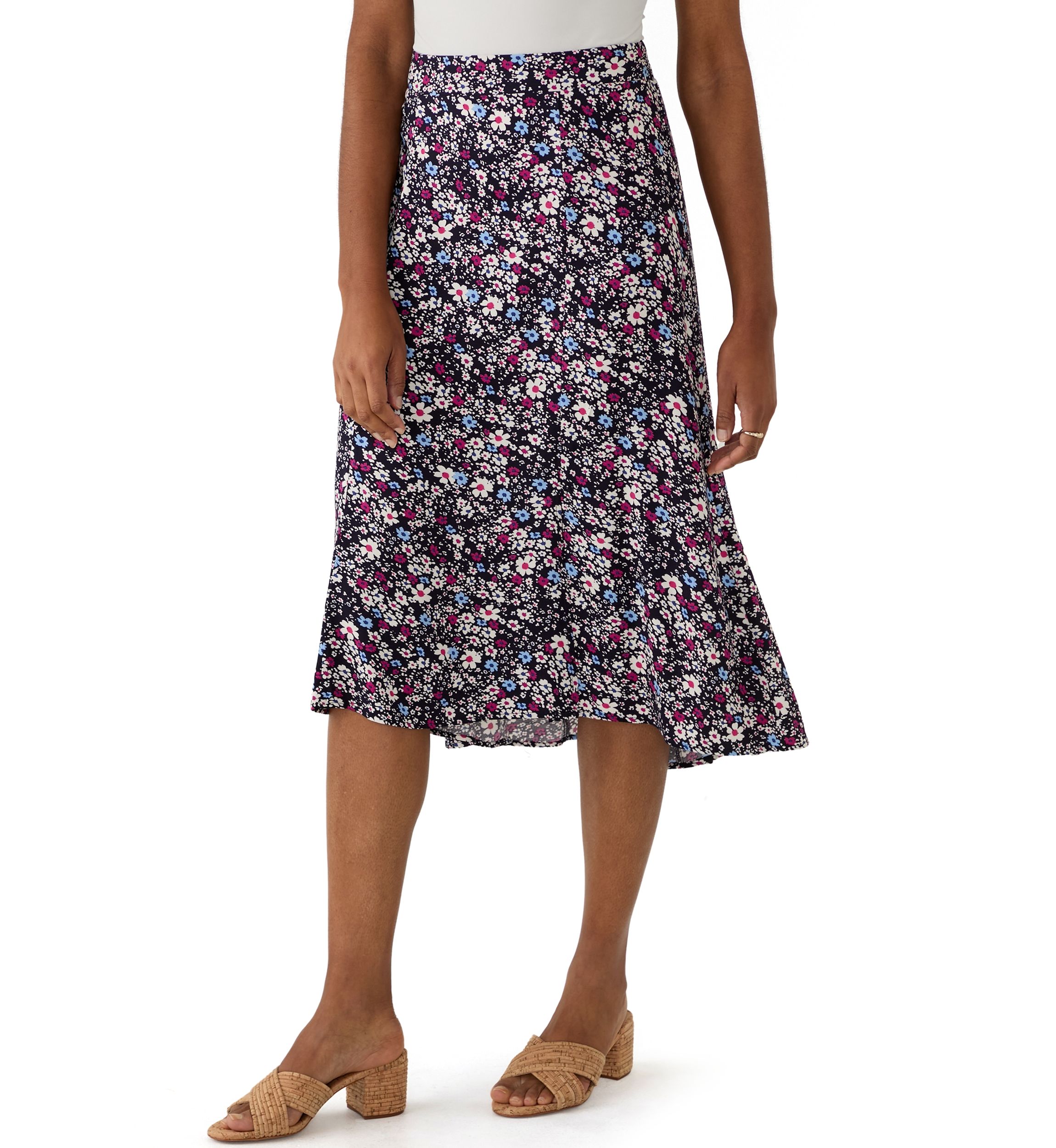 Womens Printed Midi Skirt