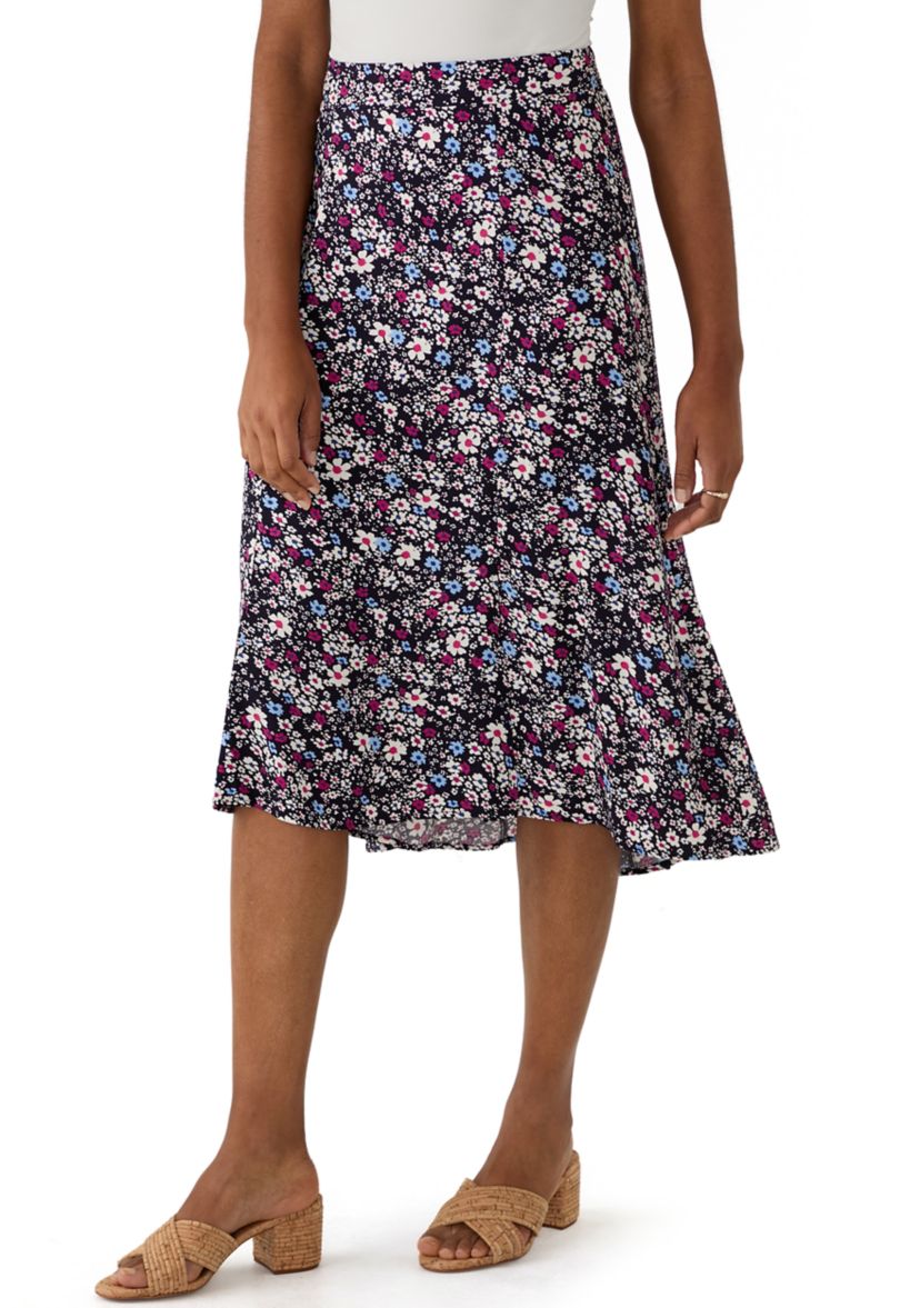 Womens Printed Midi Skirt