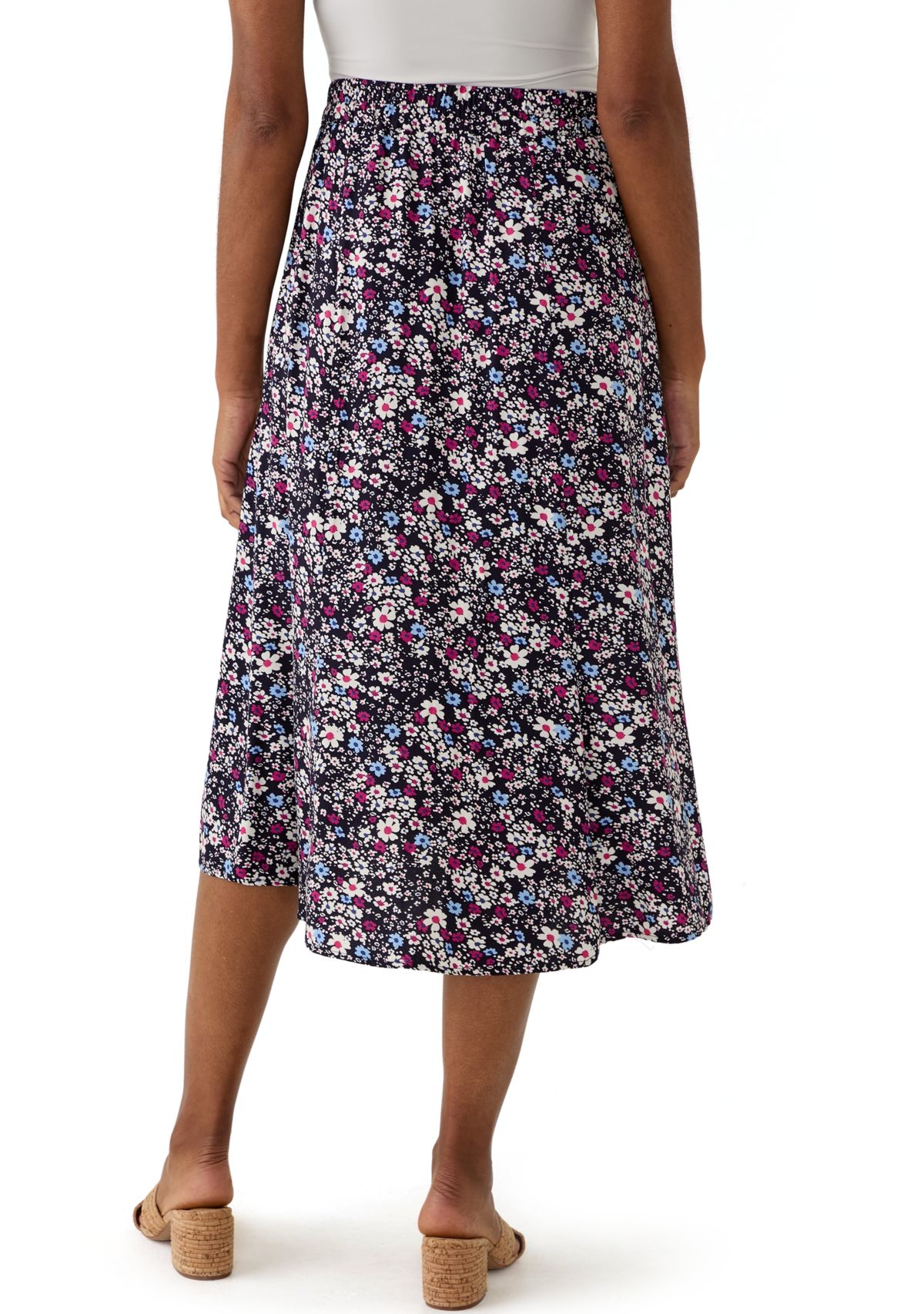 Womens Printed Midi Skirt